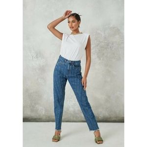 Missguided Riot Mom Seamed Blue Jeans